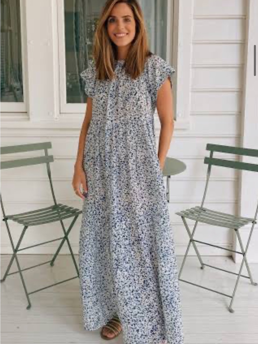 Mirth caftan dress Floral Maxi  Blue/White aso Julia Berolzheimer gal meets glam
